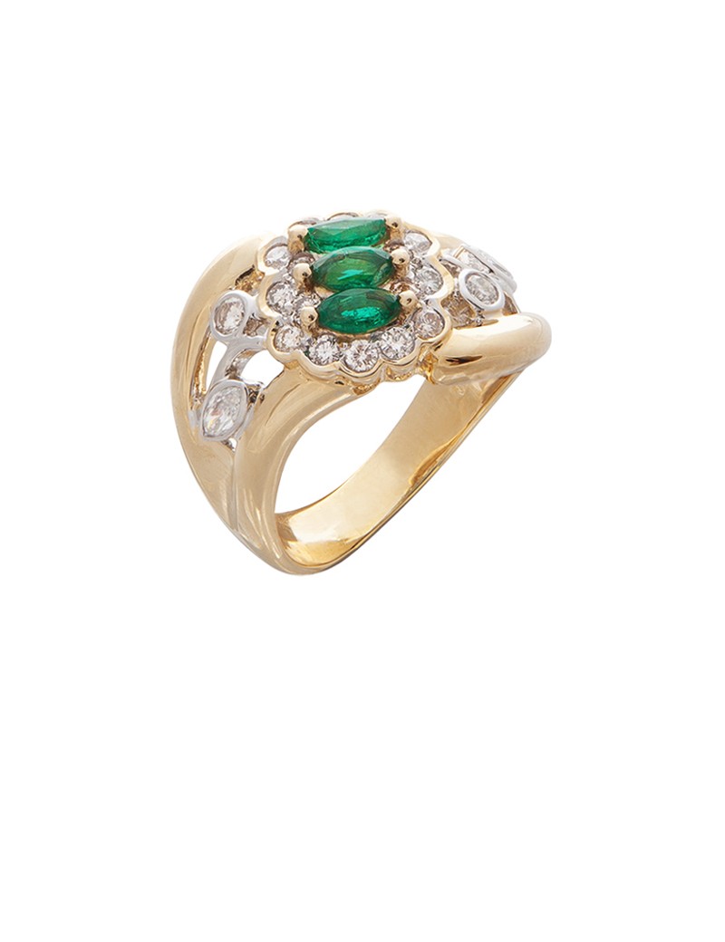 Gold diamond deals emerald ring