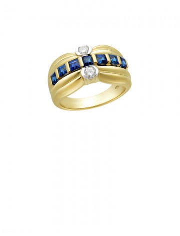 Gold diamond sapphire on sale ring